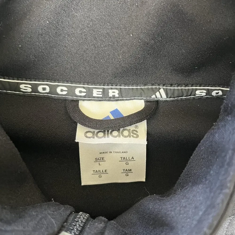 Adidas Soccer Sweatshirt Mens Large Black 1/4 Zip Mock Neck Pullover Athletic